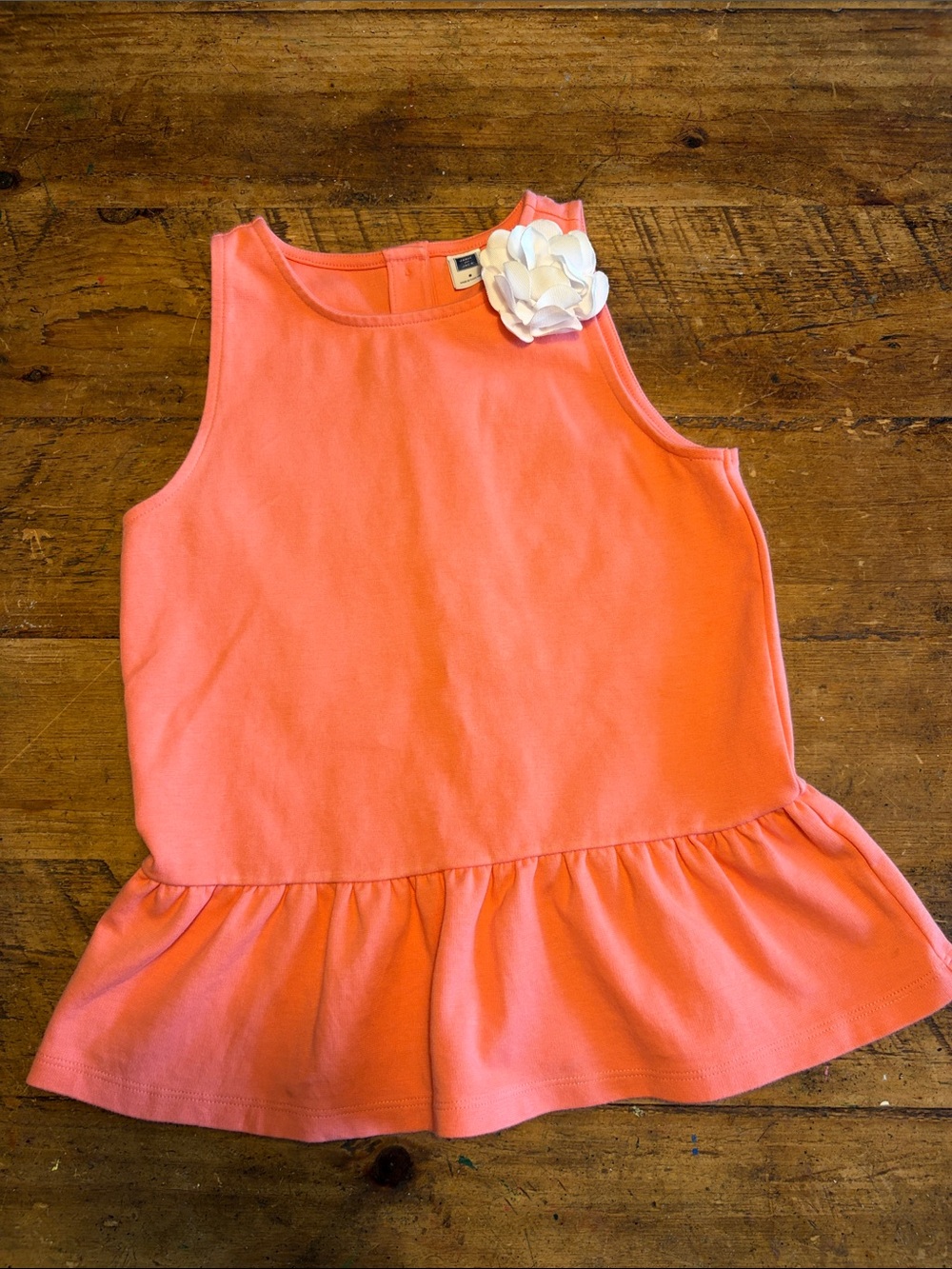 Janie & Jack Girls Coral Peplum Top with Flower Accent Size 8